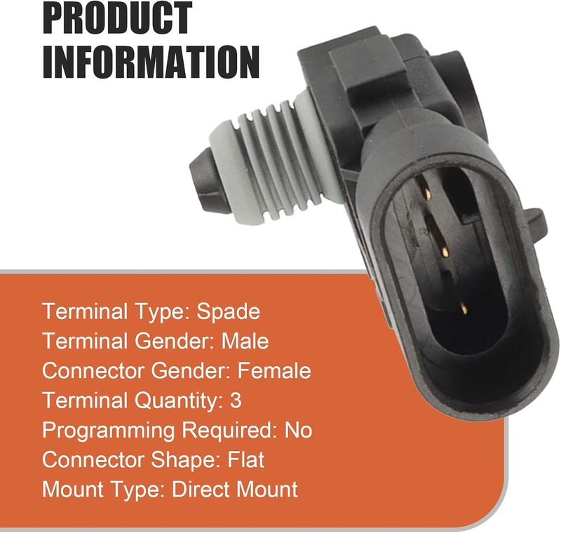 DACIRTY Fuel Injection Pressure Sensor, 3 Pin Plug Play Vapor Vent Port Tank Pressure Sensor, OEM #16238399,9377680,09377680,16196060, Compatible with Delphi III (Black) - Image 3